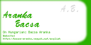 aranka bacsa business card